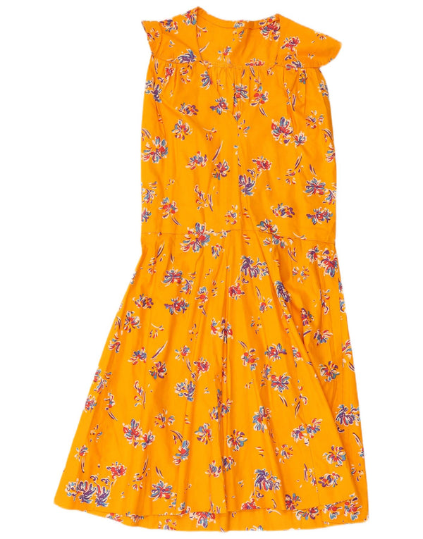 Damska sukienka bez rękawów w stylu vintage, UK 10, mała, żółta w kwiaty