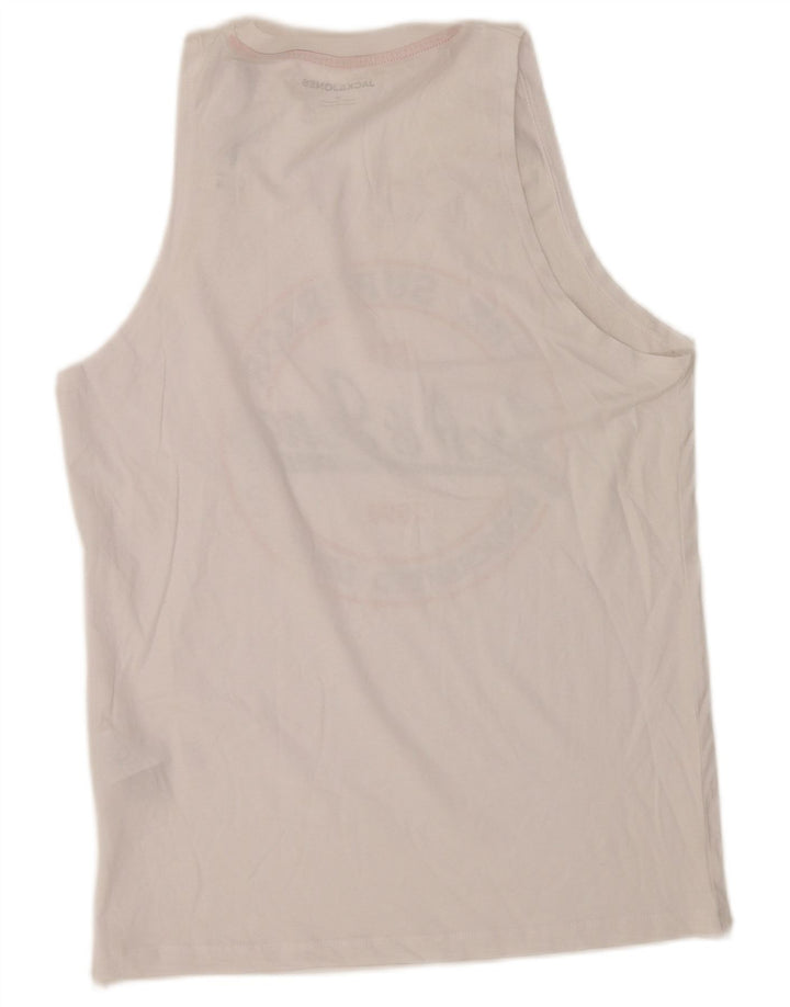 Męska koszulka z grafiką Jack & Jones, średnia, biała bawełna
