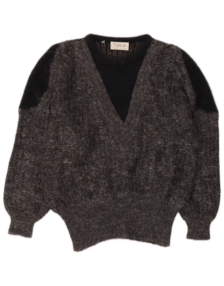 Damski sweter VINTAGE z dekoltem w kształcie litery V IT 44, średnioszary, blok kolorów