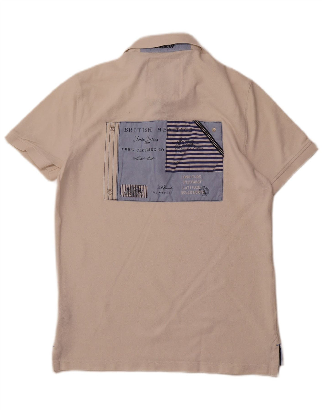 CREW CLOTHING Męska koszulka polo z grafiką, średnia biała bawełna