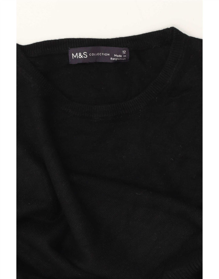 Sweter damski Marks & Spencer z okrągłym dekoltem, UK 12, średni czarny