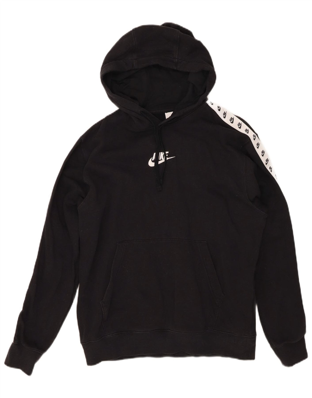 NIKE Mens Graphic Hoodie Jumper Medium Black Cotton