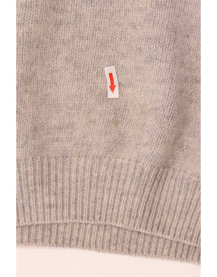 Męski sweter z golfem Sisley XL, szary, z blokami kolorów, wełniany
