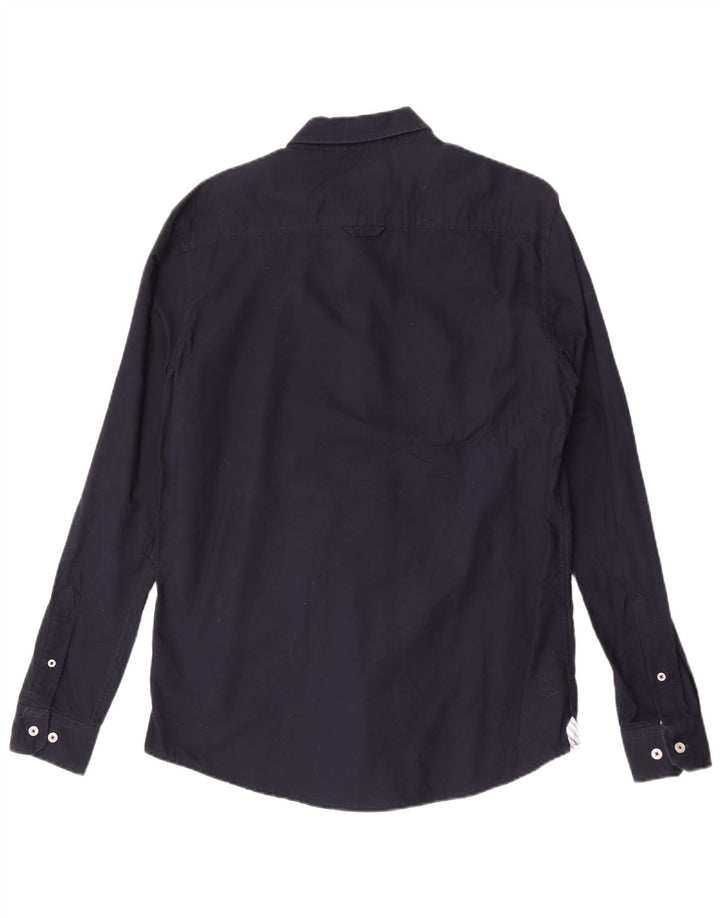 Crew Clothing Męska koszula slim fit, średnia, granatowa, bawełniana