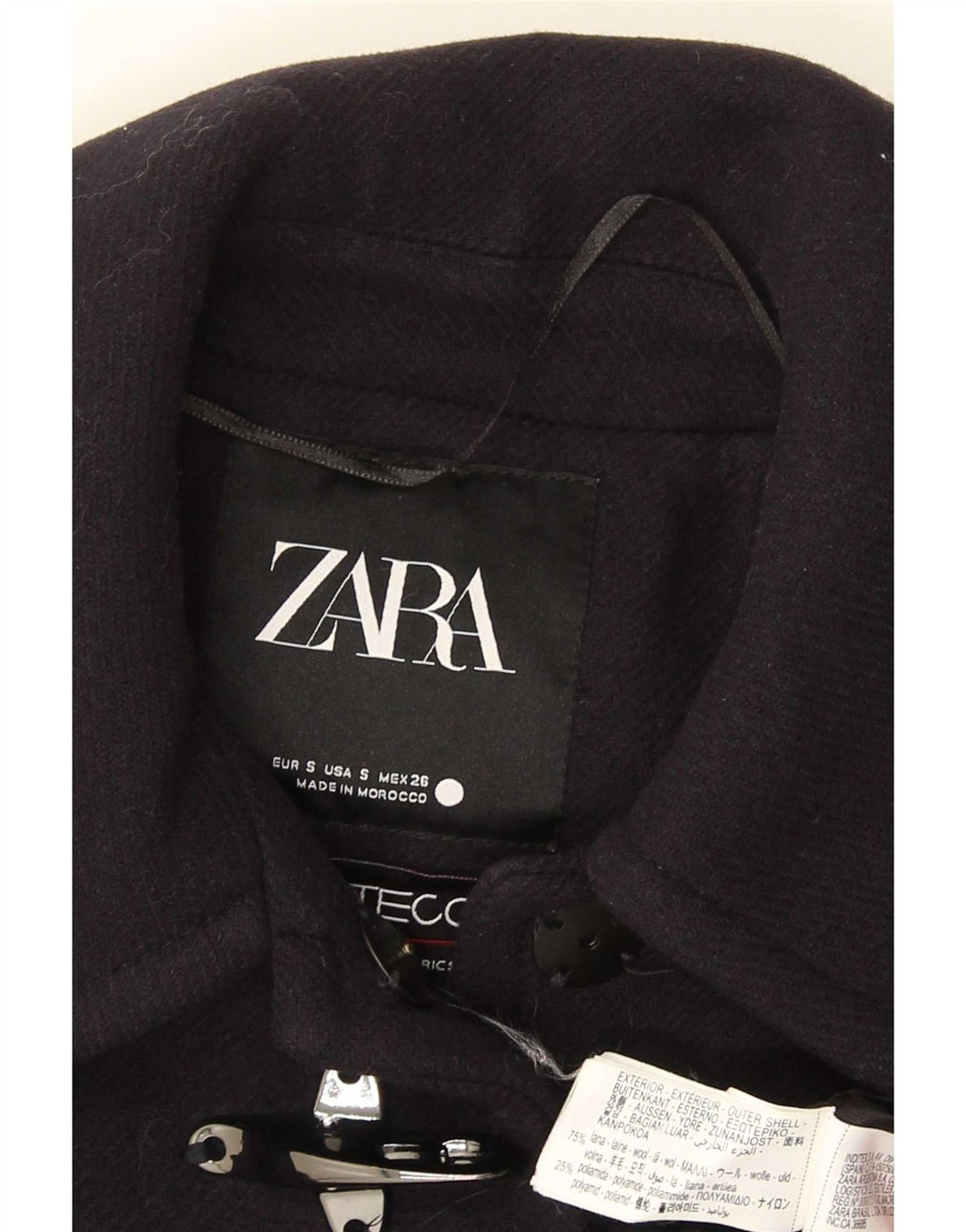 Damski płaszcz oversize Zara UK 10 Small, granatowy, wełniany