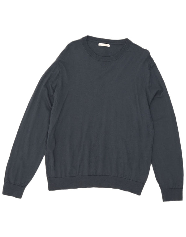 Zara Męski sweter z dekoltem w łódkę XL, granatowy, wełniany