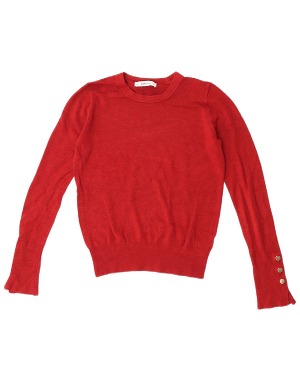 Damski sweter Zara Crop Boat Neck Sweter UK 10 Small Red Wiskoza