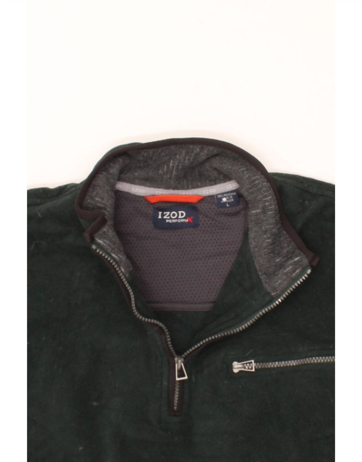 IZOD Mens Zip Neck Fleece Jumper Large Green Polyester Vintage Izod and Second-Hand Izod from Messina Hembry 