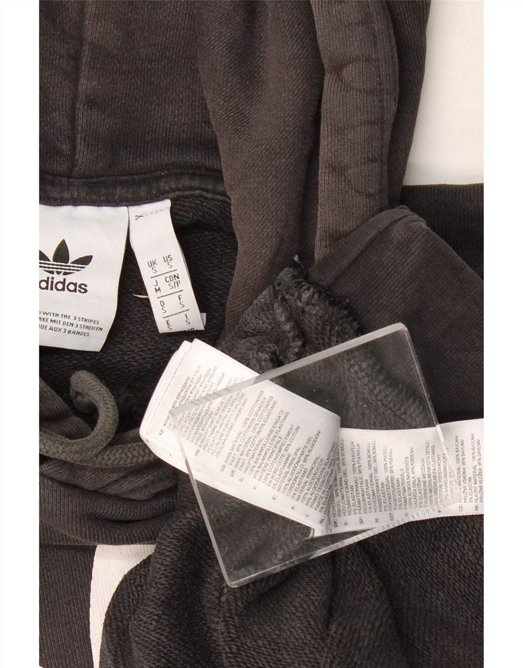 Męski sweter z kapturem i grafiką ADIDAS, mały, czarny, bawełniany