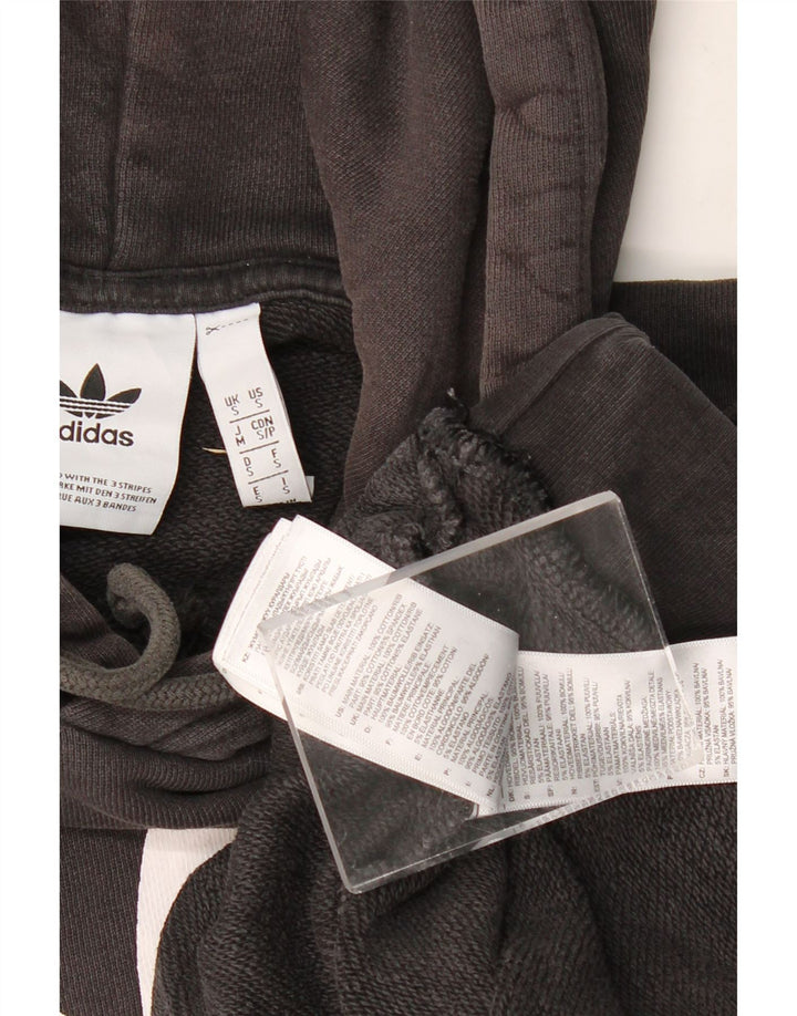 Męski sweter z kapturem i grafiką ADIDAS, mały, czarny, bawełniany