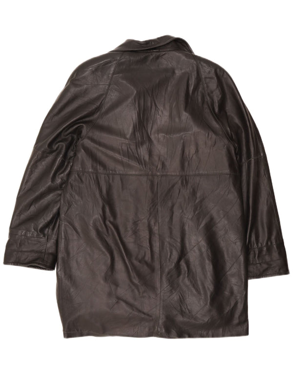 Vintage damski płaszcz skórzany UK 16, duży czarny