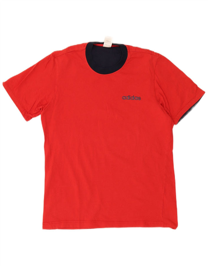 Męska koszulka z grafiką Adidas, bawełniana, średnia czerwona