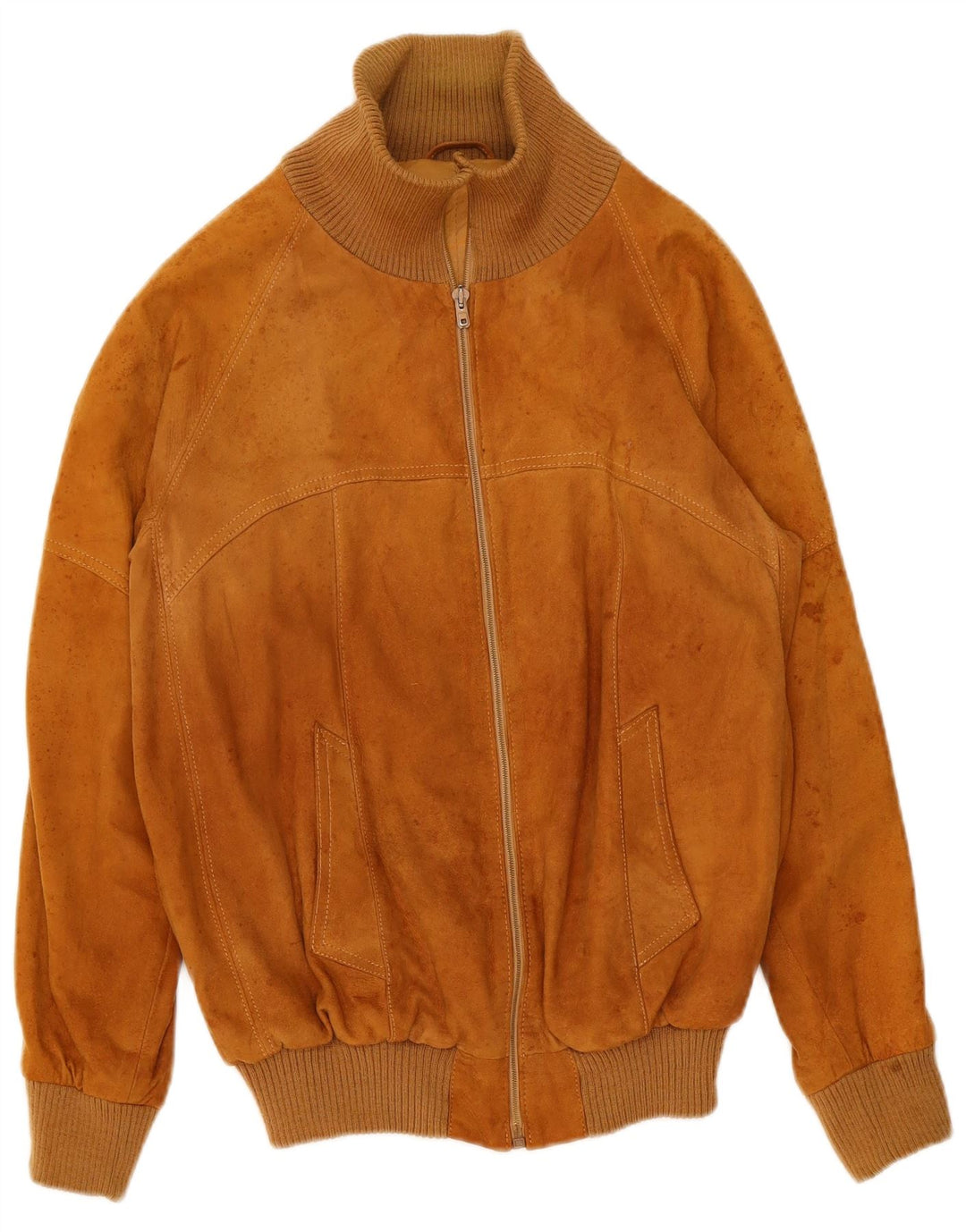 Vintage męska zamszowa kurtka bomber IT 50 duża beżowa skóra