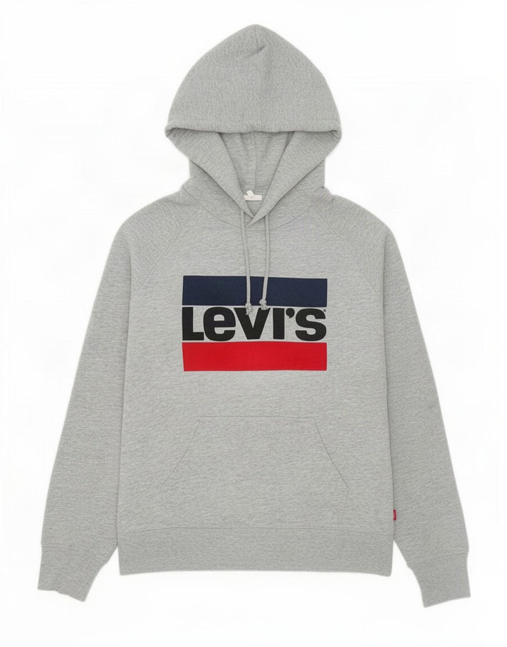 Męski sweter z kapturem i grafiką Levi's, mały, szary, bawełniany