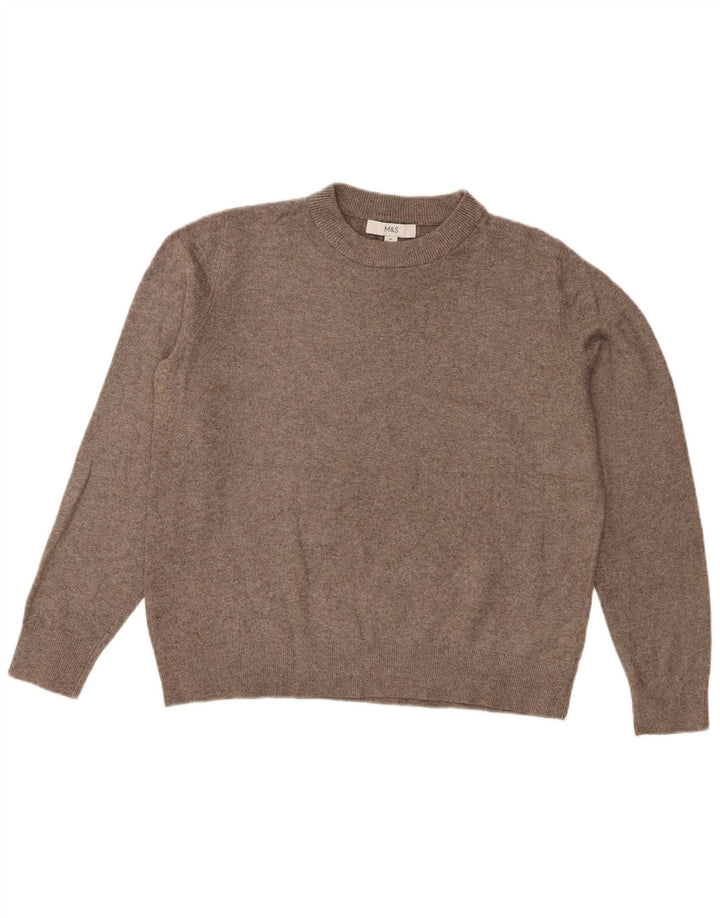 Marks & Spencer Damski sweter z okrągłym dekoltem, UK 14, średni szary poliester