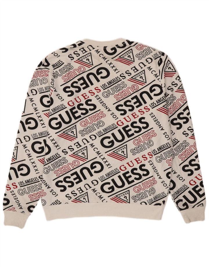 Męska bluza Guess z grafiką, średnia, biała, bawełniana