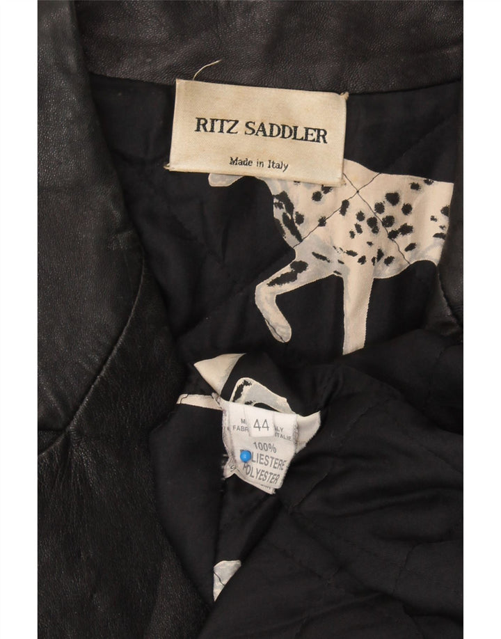 RITZ SADDLER Womens Leather Jacket IT 44 Medium Black Leather Vintage Ritz Saddler and Second-Hand Ritz Saddler from Messina Hembry 