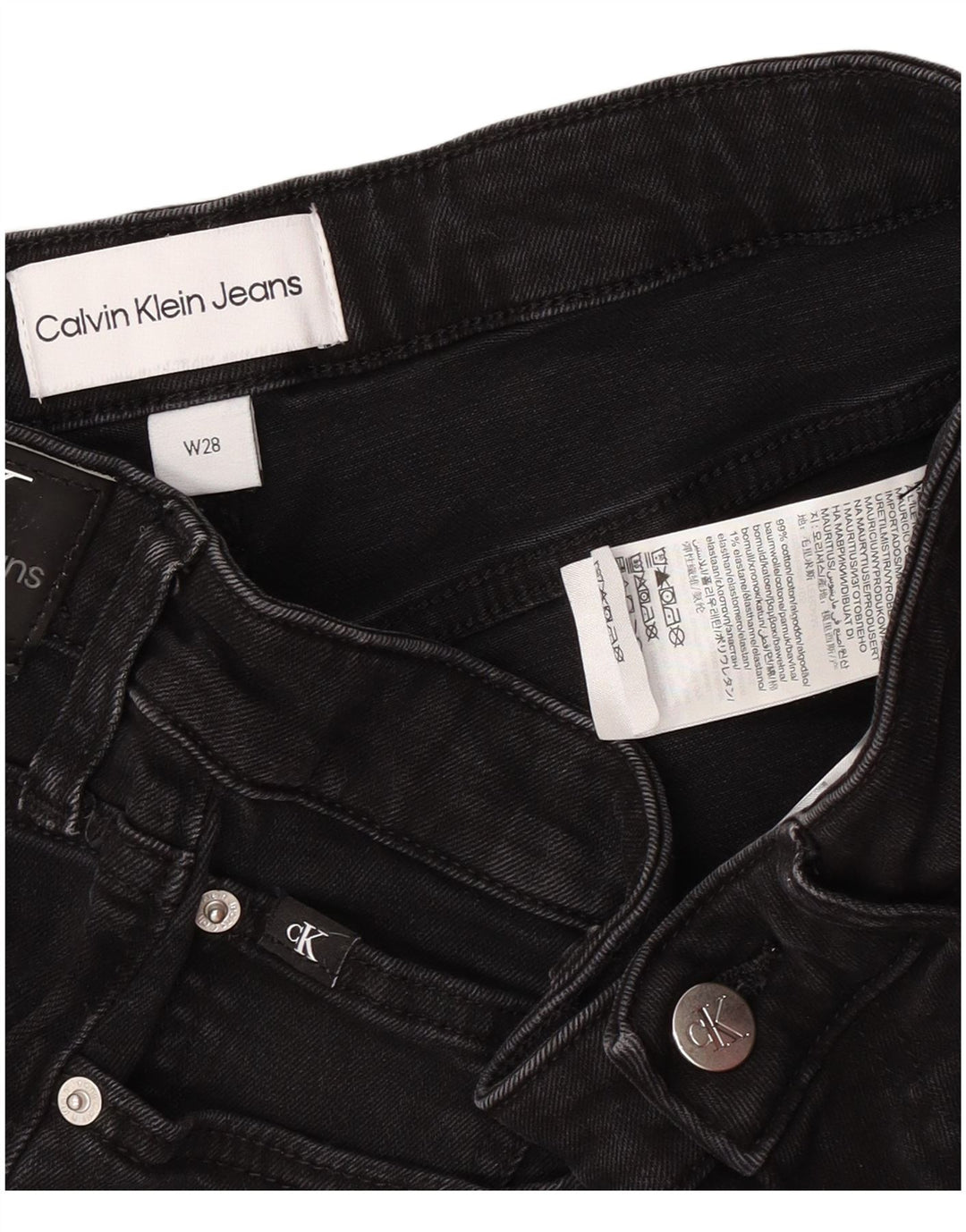 Damskie spodenki jeansowe Calvin Klein W28 Średnia czarna bawełna