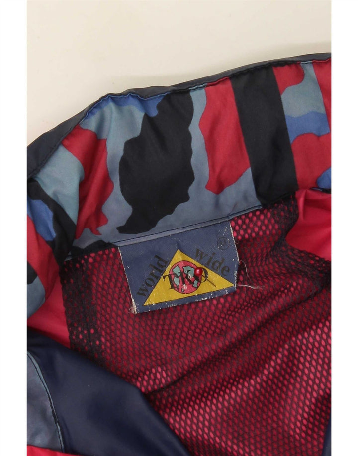 Męska kurtka przeciwdeszczowa z kapturem w stylu vintage UK 38 Średni granatowy nylon w blokach kolorów