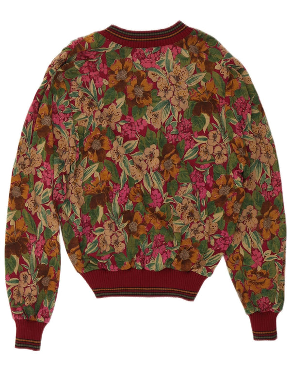 Damski sweter Domina z dekoltem w szpic IT 48 XL Wielokolorowa wełna w kwiaty