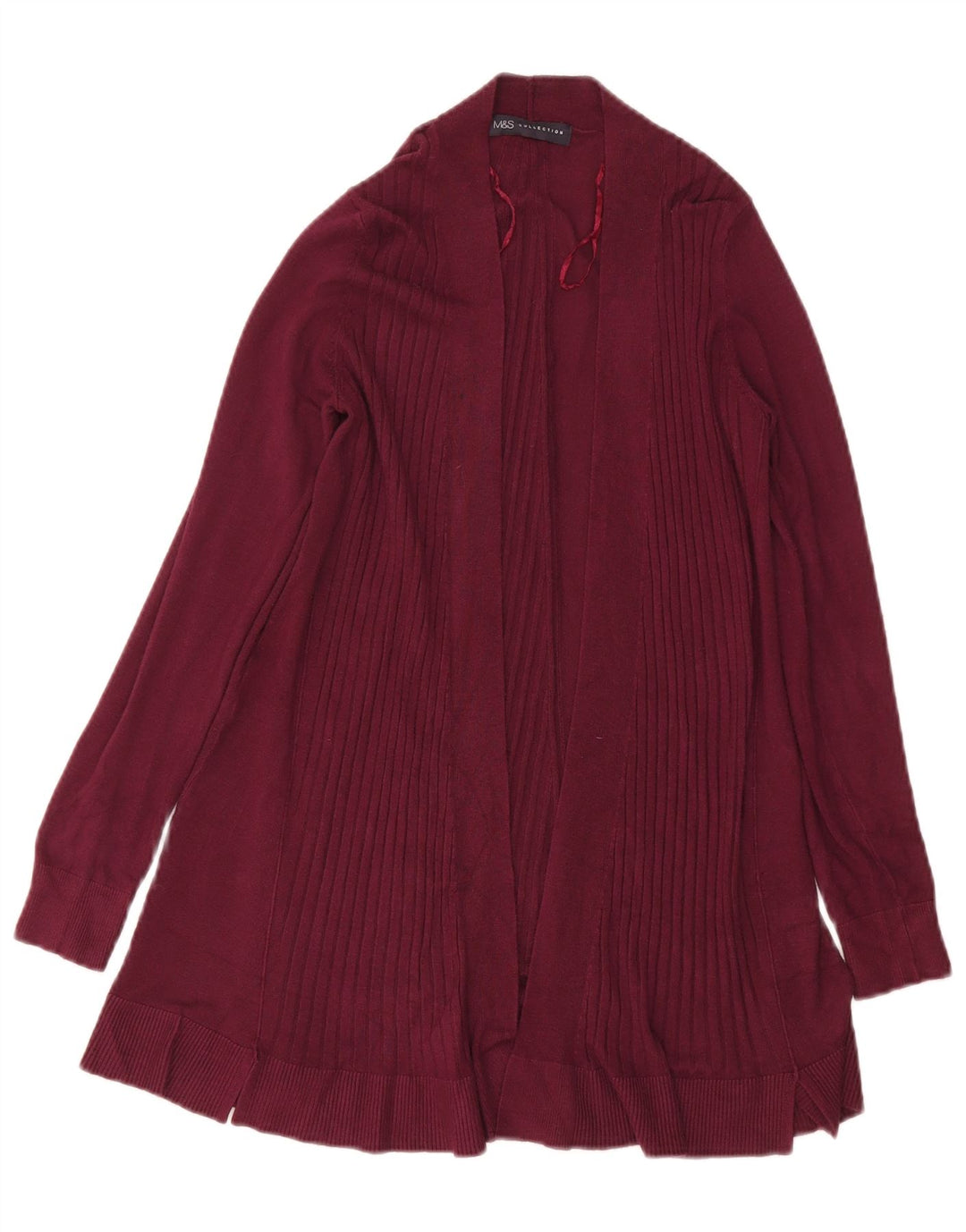 MARKS & SPENCER Womens Open Cardigan Sweater UK 10 Small Maroon Viscose