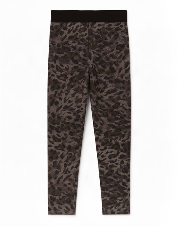 Damskie legginsy Adidas Crop UK 8/10 Mały szary nadruk zwierzęcy