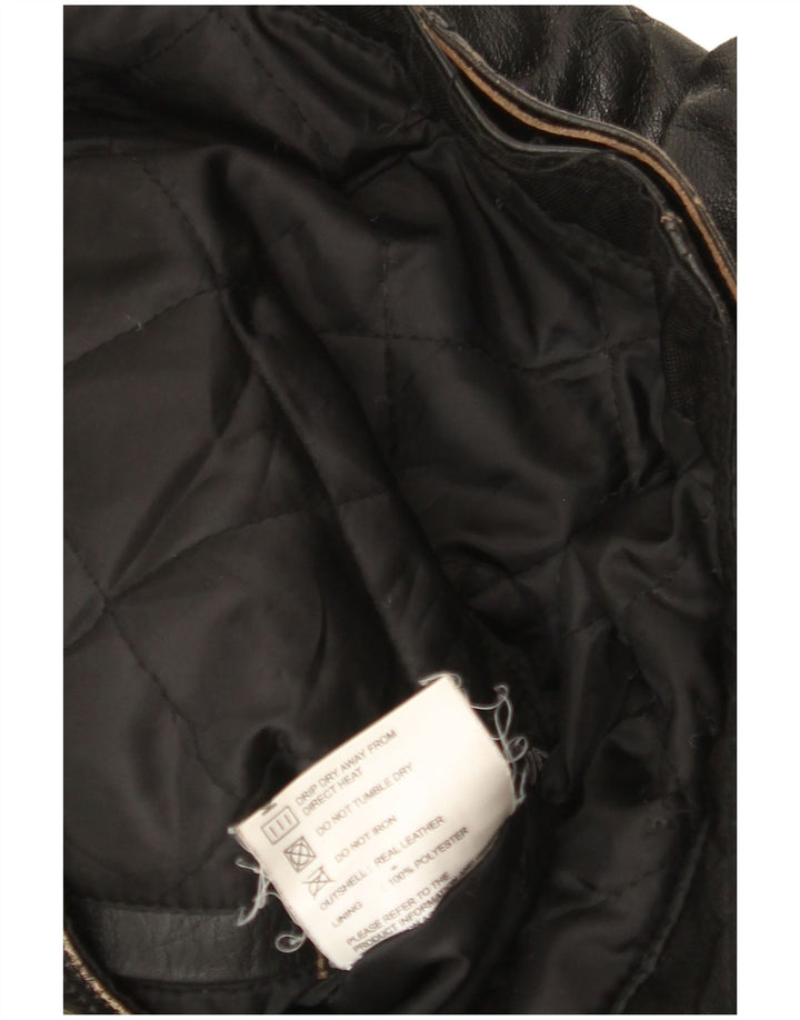 Vintage męska skórzana kurtka racer EU 52 XL czarna skóra