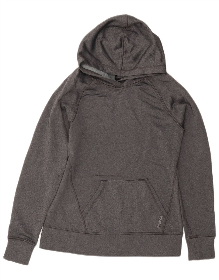 Damski sweter z kapturem REEBOK UK 10, mały, szary poliester