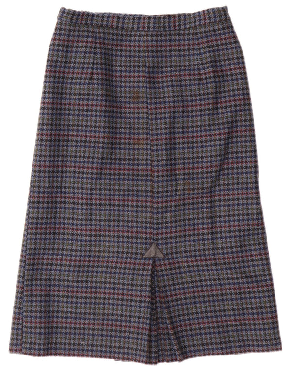 Vintage damska spódnica ołówkowa UK 14 Medium W28 niebieska pepitka