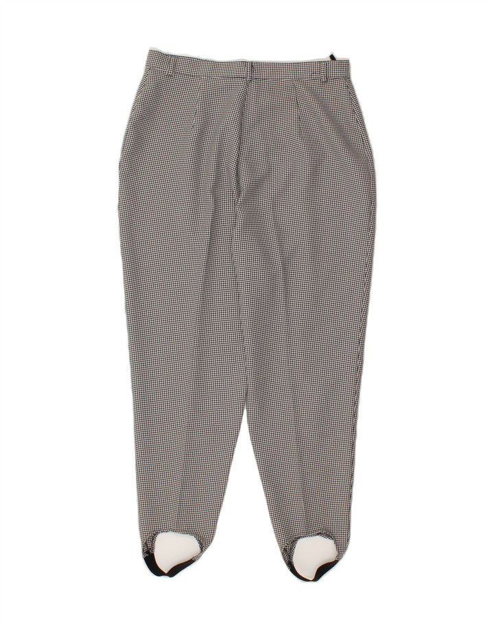 VINTAGE Womens Stirrup Casual Trousers W32 L26  Grey Houndstooth Polyester Vintage Vintage and Second-Hand Vintage from Messina Hembry 