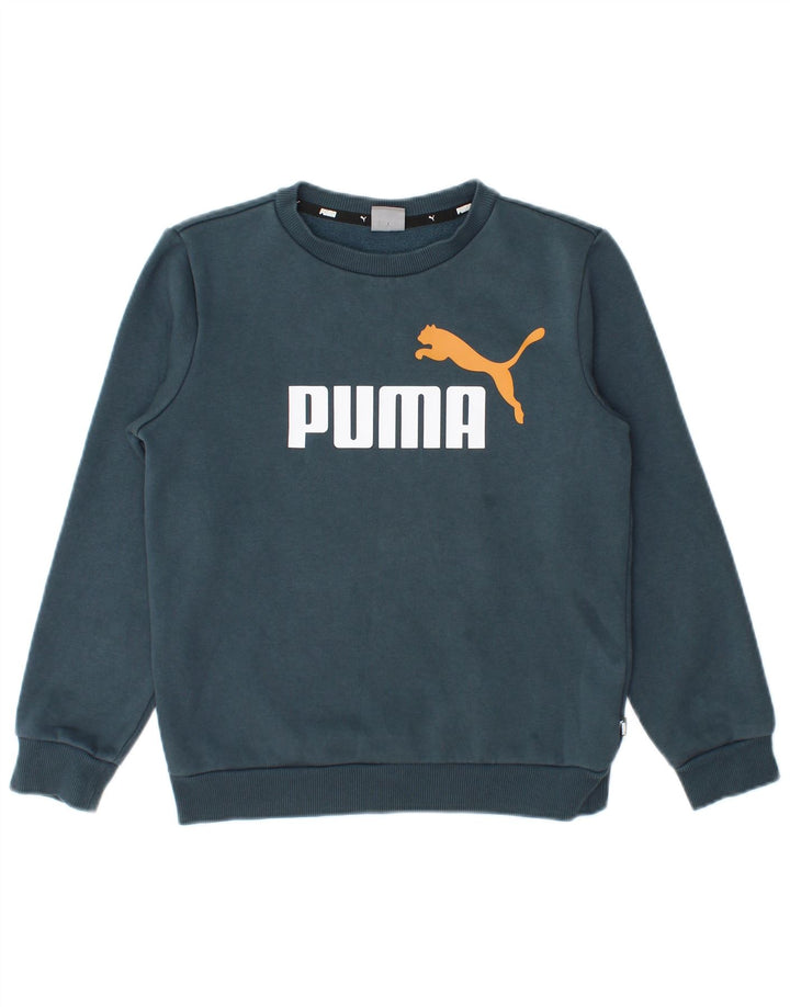 Chłopięca bluza z grafiką Puma, 11-12 lat, niebieska, bawełniana