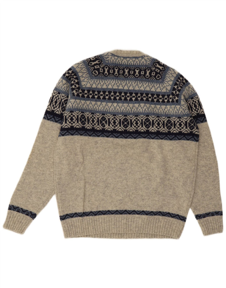 Bramante Męski sweter z okrągłym dekoltem IT 50 Średni szary Fair Isle New Wool