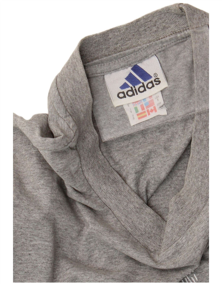 Męski T-shirt z grafiką ADIDAS, mały, szary, bawełniany