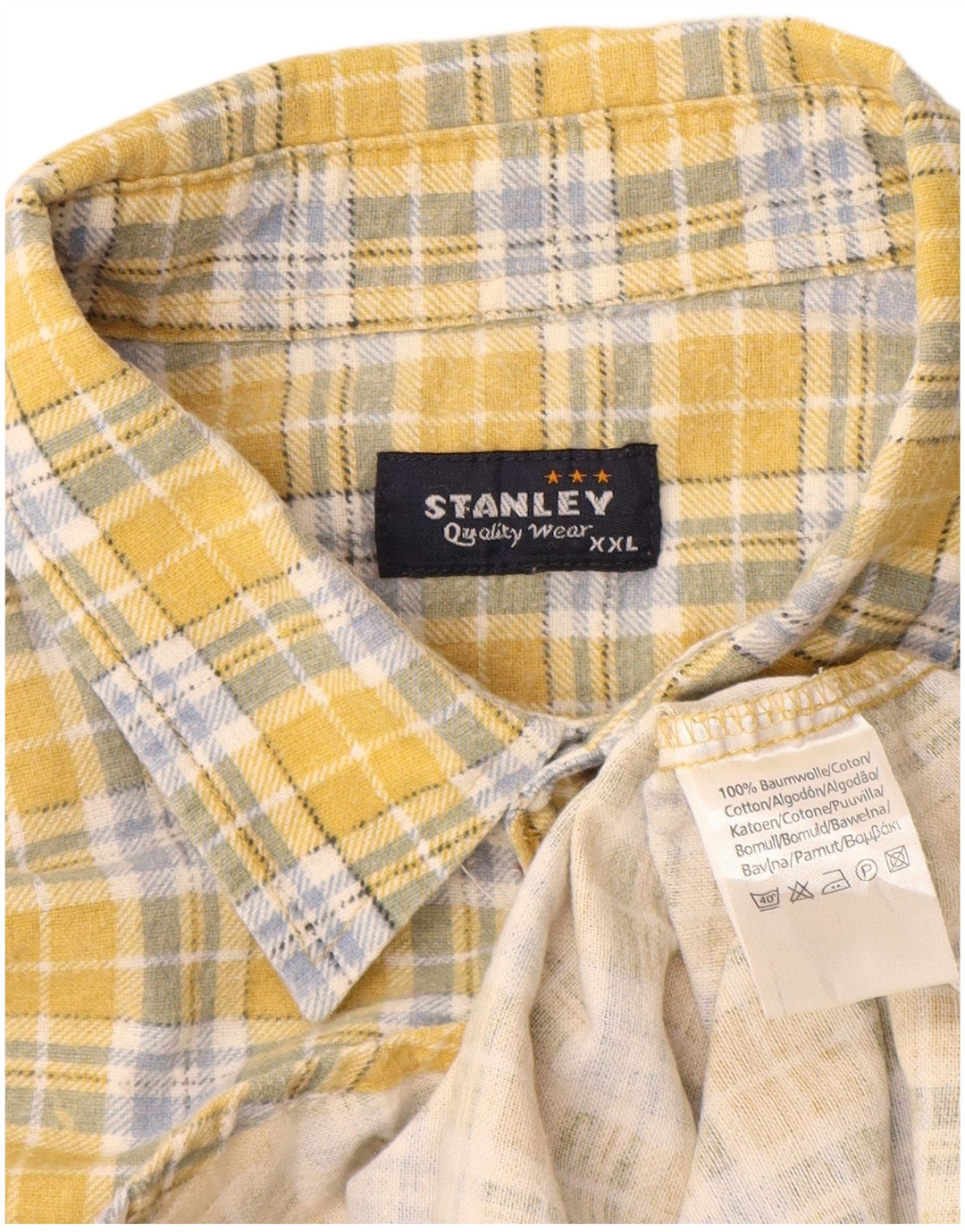 Męska koszula flanelowa Stanley 2XL, bawełniana w żółtą kratkę