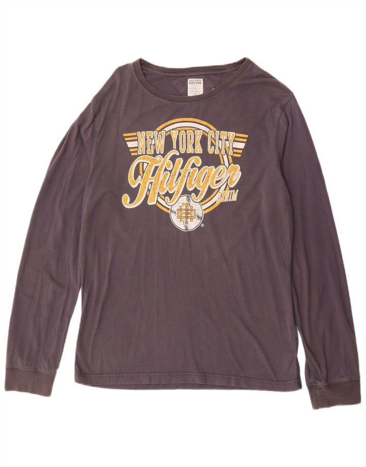 TOMMY HILFIGER Mens Graphic Top Long Sleeve Large Grey
