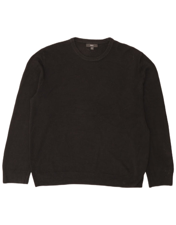 Marks & Spencer Męski sweter z okrągłym dekoltem 2XL, czarny akryl