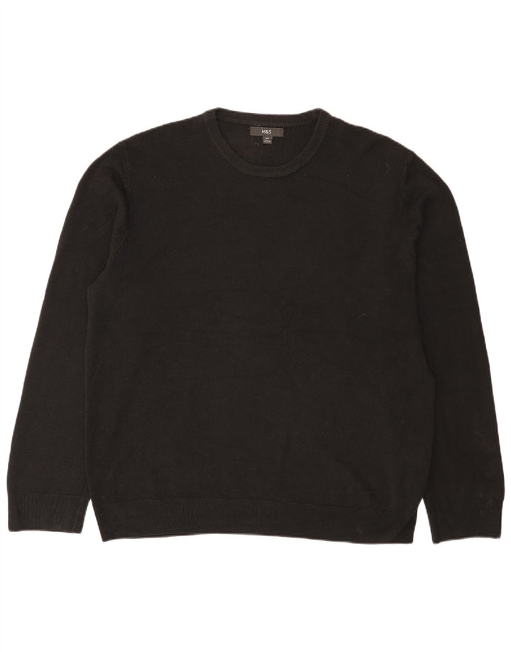 Marks & Spencer Męski sweter z okrągłym dekoltem 2XL, czarny akryl