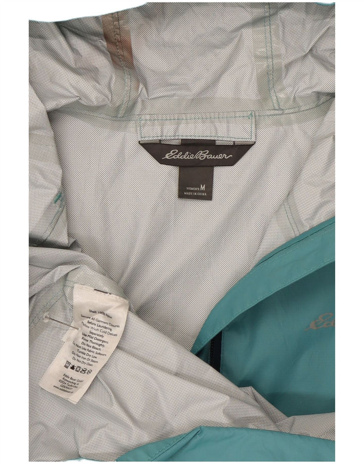 Damska kurtka przeciwdeszczowa z kapturem Eddie Bauer UK 14, średni niebieski nylon