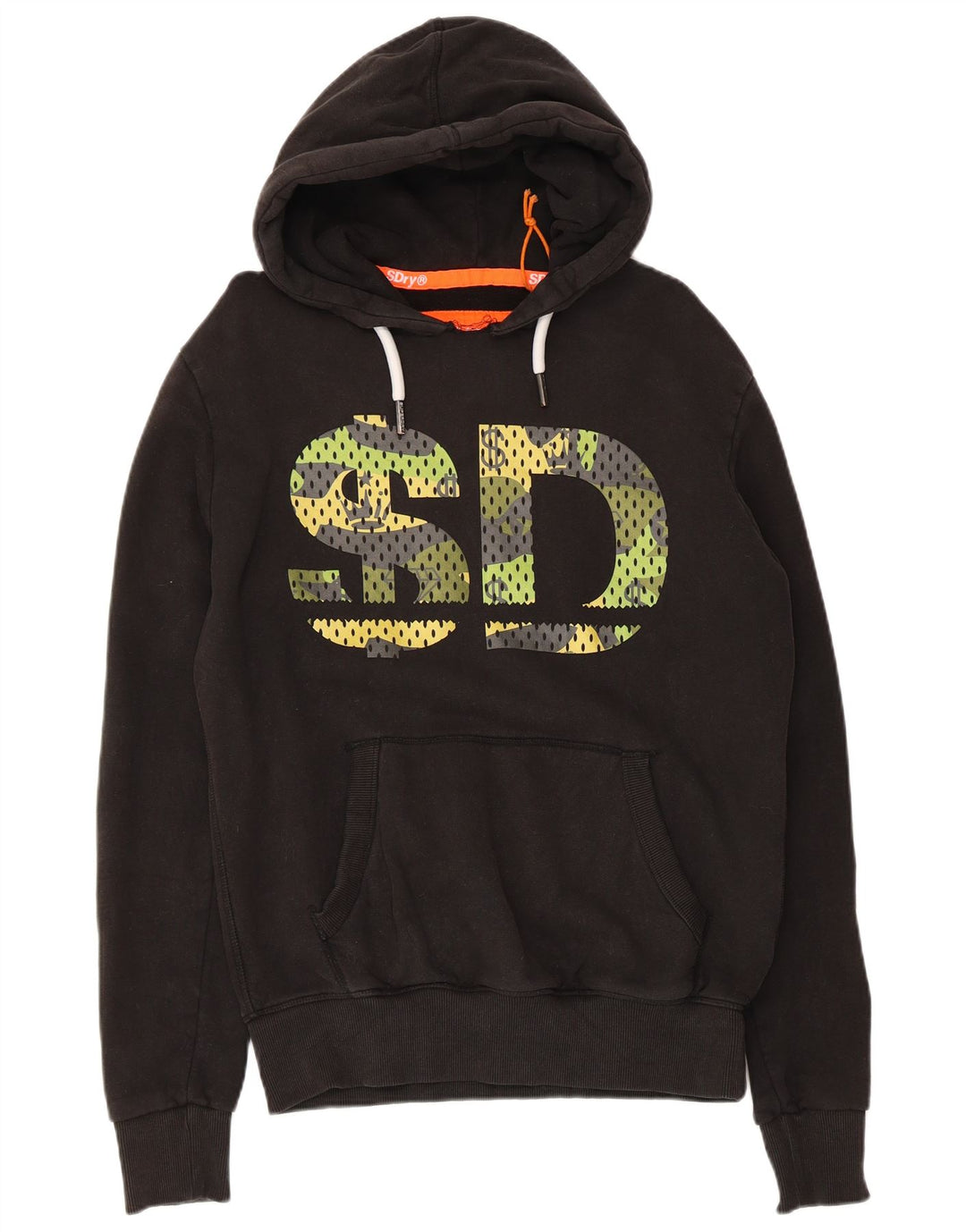 Męski sweter z kapturem Superdry z grafiką, średniej wielkości, czarny, bawełniany