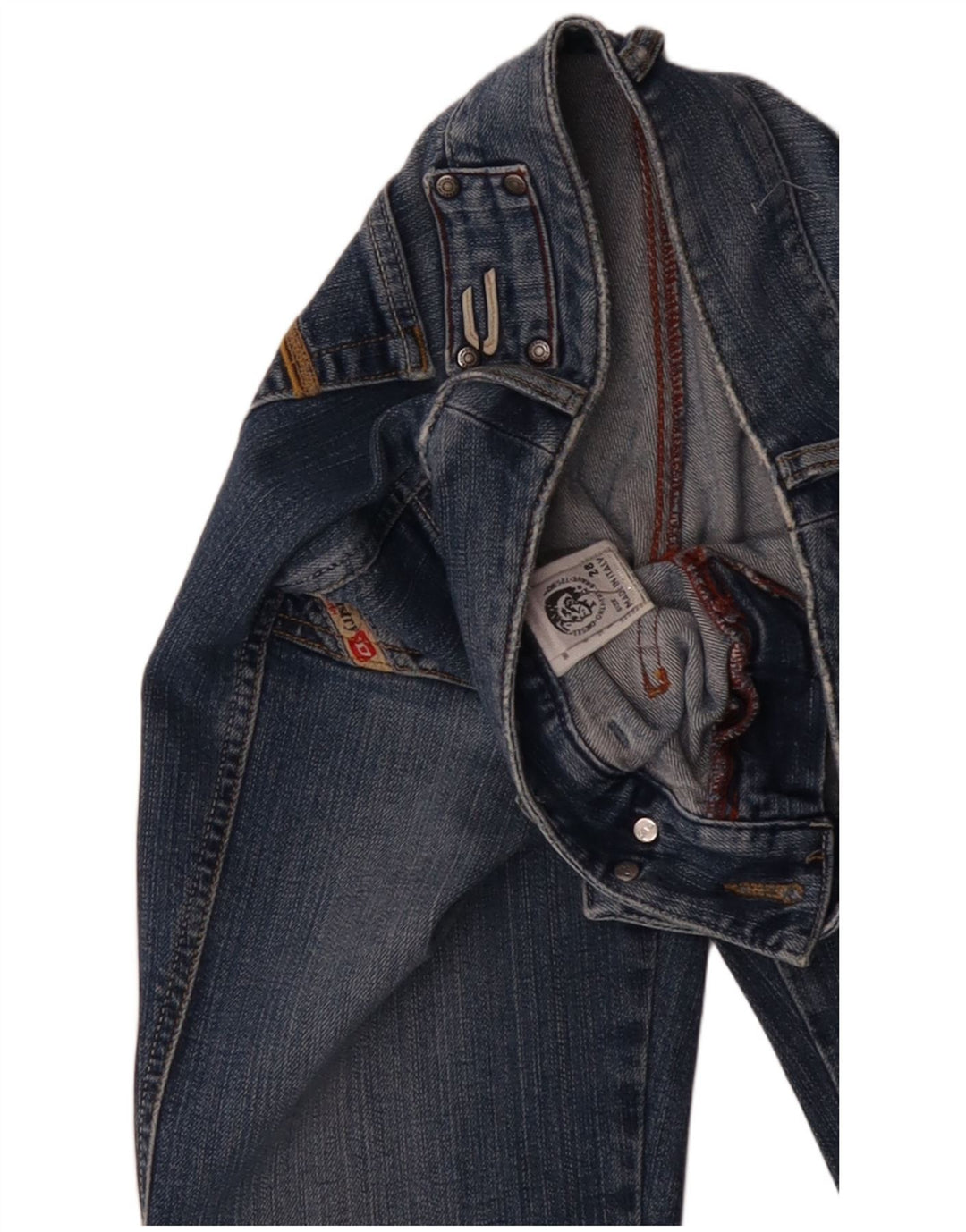 Damskie jeansy Bootcut Diesel z niską talią W28 L33, niebieska bawełna