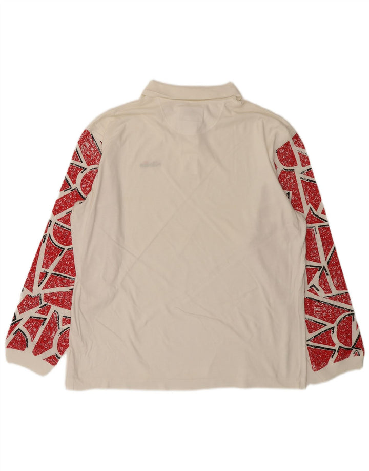 Męska koszulka polo z długim rękawem ELLESSE IT 50 Średniobiała, geometryczna bawełna