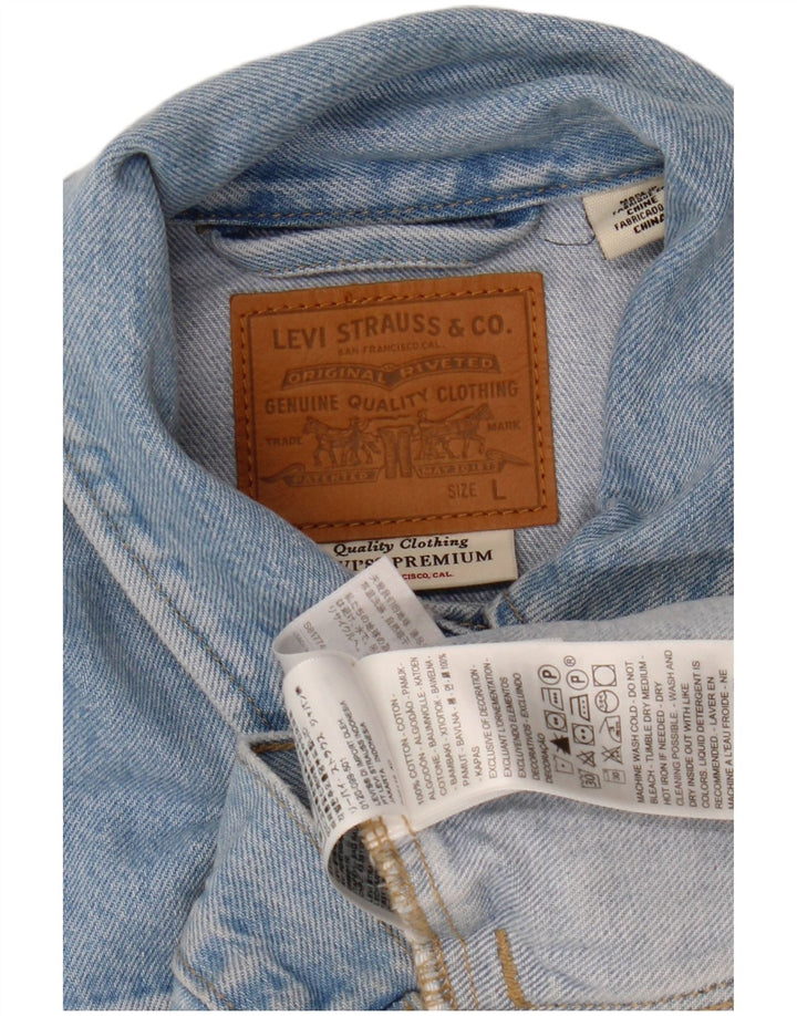 Damska kurtka dżinsowa Levi's Crop UK 16, duża, niebieska, bawełniana w kwiaty