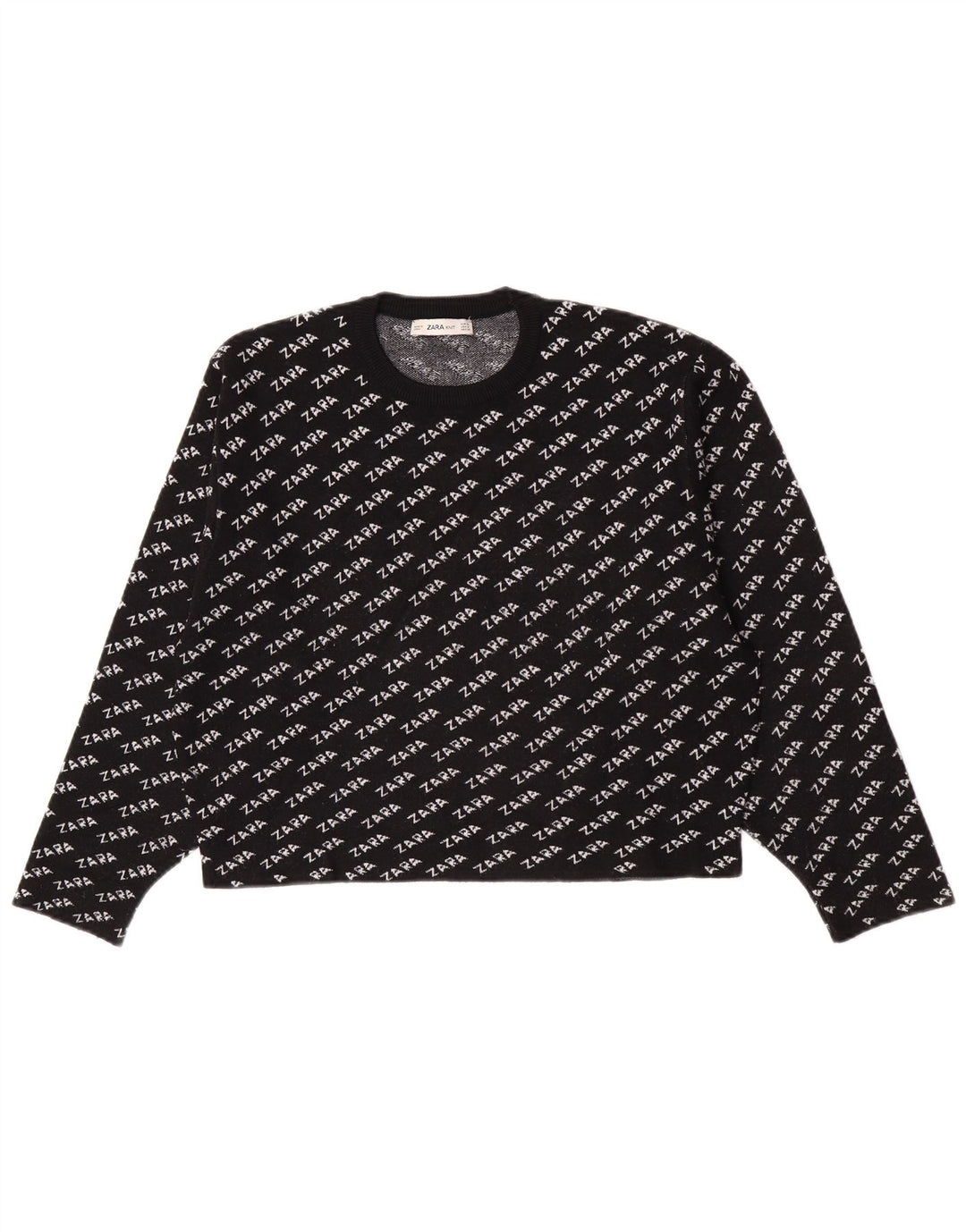 Damski sweter Zara z graficznym wycięciem pod szyją UK 14, średni czarny