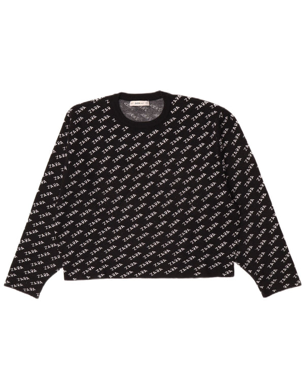 Damski sweter Zara z graficznym wycięciem pod szyją UK 14, średni czarny