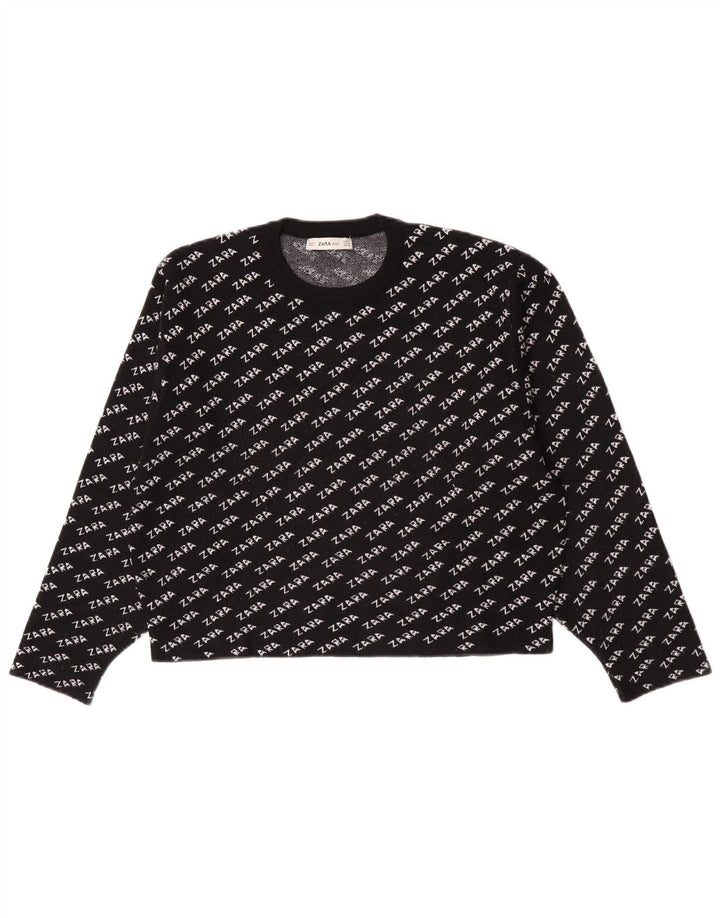 Damski sweter Zara z graficznym wycięciem pod szyją UK 14, średni czarny
