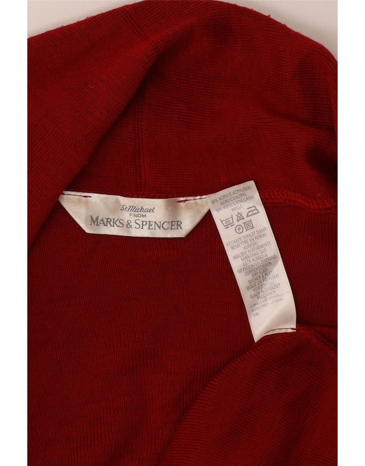 Marks & Spencer Damski sweter oversize z otwartym kardiganem UK 14, duży czerwony
