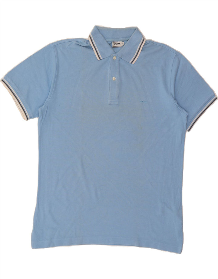 GEOX RESPIRA Mens Polo Shirt Large Blue Cotton Vintage Geox Respira and Second-Hand Geox Respira from Messina Hembry 