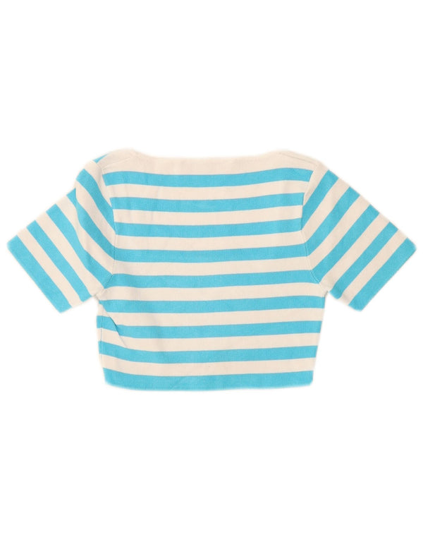 Damski krótki top Zara UK 8 Small Blue Striped Viscose
