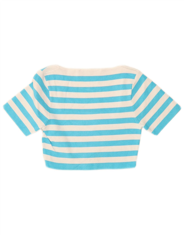 Damski krótki top Zara UK 8 Small Blue Striped Viscose