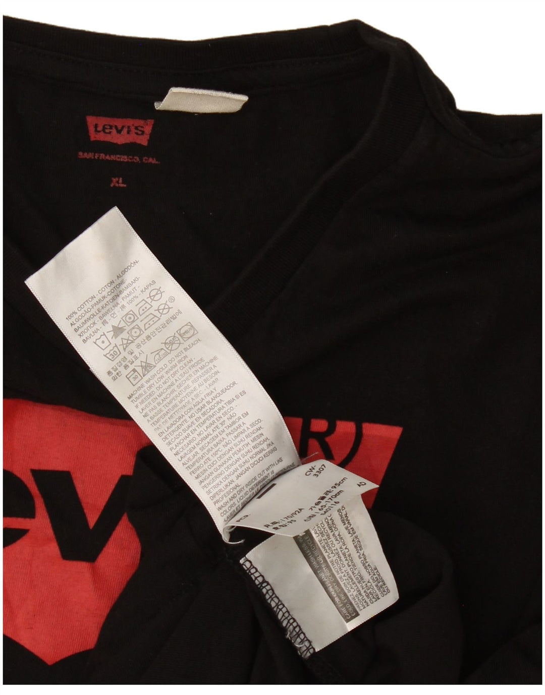 Męska koszulka z grafiką Levi's Top XL, czarna bawełna